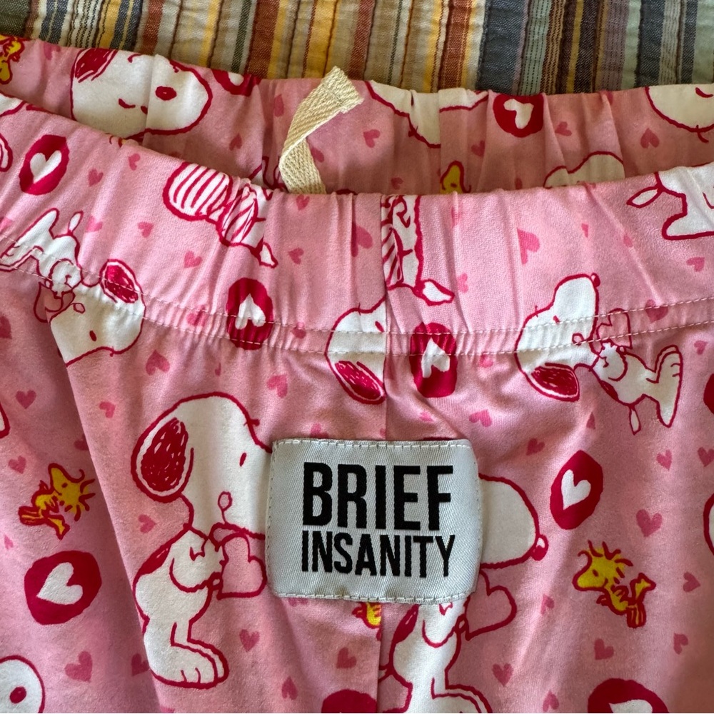 Brief Insanity Peanuts Pajama Lounge Pants XXL Snoopy Woodstock Love Pink NWT - Picture 5 of 13